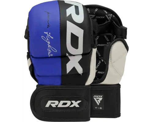 Тренувальні рукавиці для ММА RDX GRAPPLING GLOVES REX T6 PLUS розмір S, чорно-сині