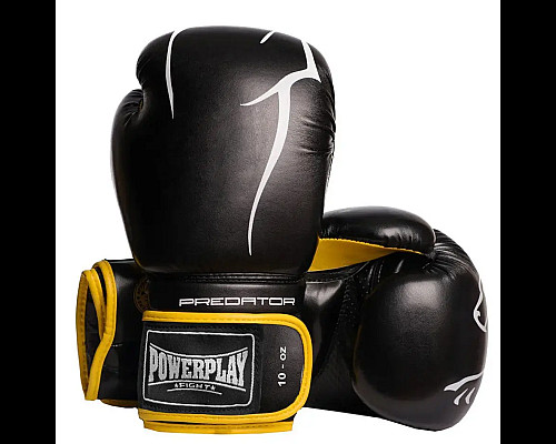 Рукавички боксерські  PowerPlay 3018 Jaguar 14 унцій, чорно-жовті