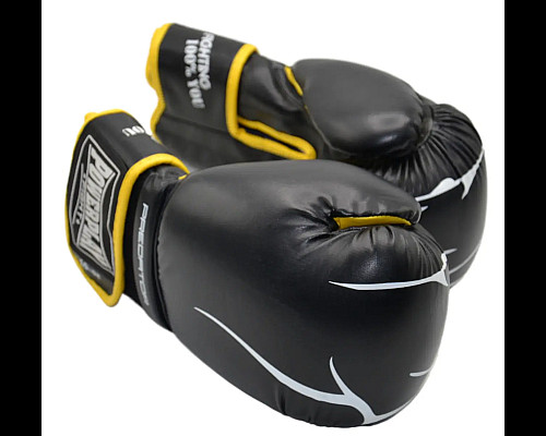 Рукавички боксерські  PowerPlay 3018 Jaguar 14 унцій, чорно-жовті