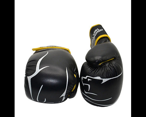 Рукавички боксерські  PowerPlay 3018 Jaguar 14 унцій, чорно-жовті