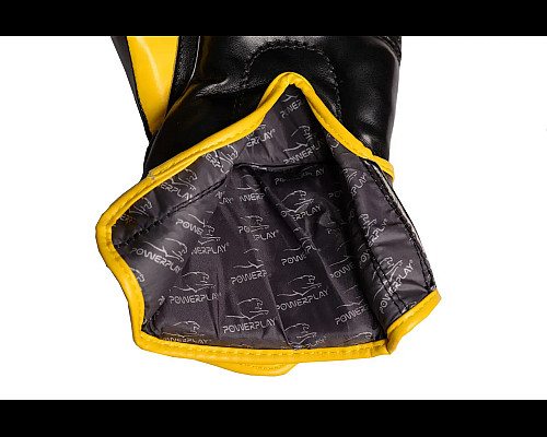 Рукавички боксерські  PowerPlay 3018 Jaguar 14 унцій, чорно-жовті