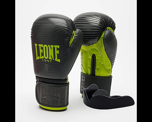 Рукавички боксерські з капою Leone GN313 WAVES розмір 10 унцій, чорно-зелені
