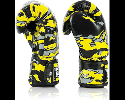 Рукавички боксерські шкіряні з бинтами Fairtex BGV-ONE X STBG 10 унцій, жовті