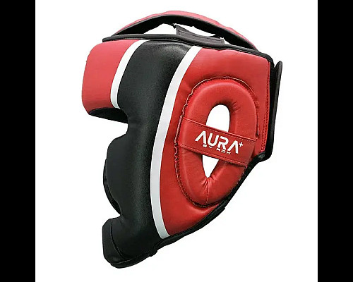 Шолом боксерський з капою RDX AURA PLUS T-17 розмір S, чорно-червоний