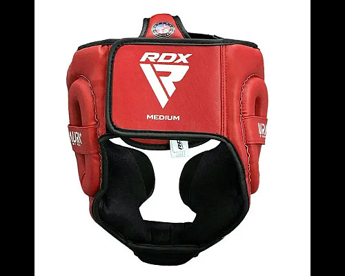 Шолом боксерський з капою RDX AURA PLUS T-17 розмір XL, чорно-червоний