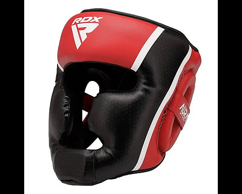 Шолом боксерський з капою RDX AURA PLUS T-17 розмір XL, чорно-червоний