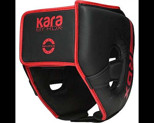 Шолом боксерський з капою RDX F6 KARA Matte розмір M, чорно-червоний