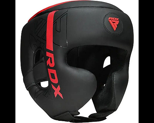 Шолом боксерський з капою RDX F6 KARA Matte розмір M, чорно-червоний