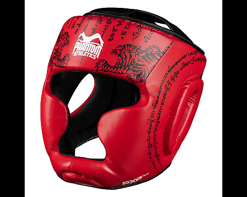 Шолом боксерський закритий з капою Phantom Muay Thai розмір універсальний, червоний