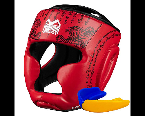 Шолом боксерський закритий з капою Phantom Muay Thai розмір універсальний, червоний