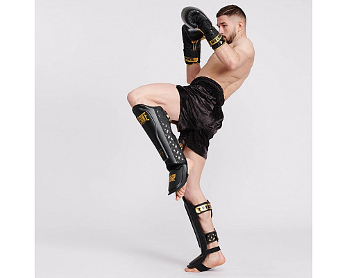 Захист гомілки Leone DNA Rex Leather M, чорно-золотистий