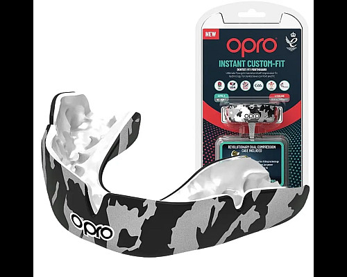 Капа боксерська доросла OPRO Instant CAMO від 11 років чорно-біла