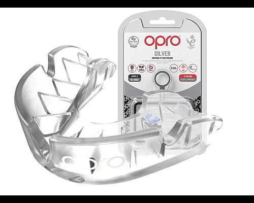 Капа боксерська дитяча OPRO Silver до 11 років прозора