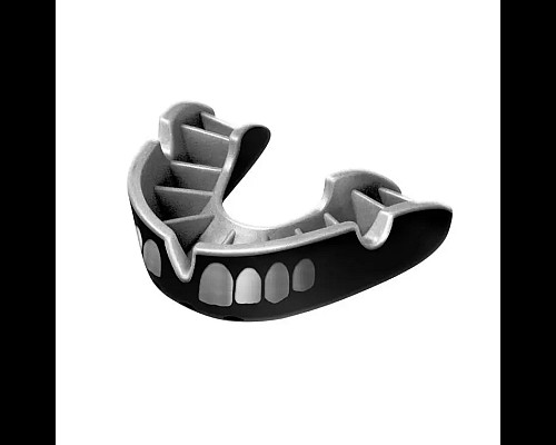Капа боксерська доросла OPRO Grillz Silver від 11 років чорно-срібляста