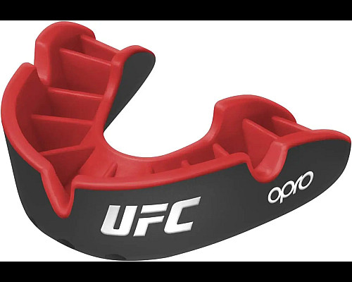 Капа боксерська дитяча OPRO Silver UFC Hologram до 10 років чорно-червона