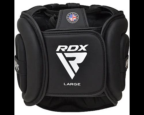 Шолом боксерський з капою RDX AURA PLUS T-17 розмір XL, чорно-золотистий