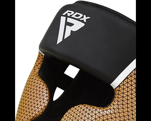 Шолом боксерський з капою RDX AURA PLUS T-17 розмір XL, чорно-золотистий