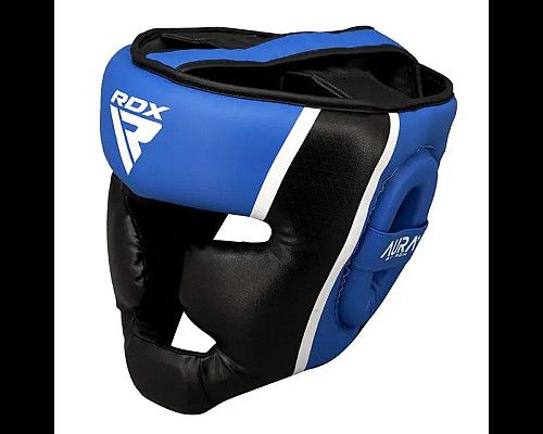 Шолом боксерський з капою RDX AURA PLUS T-17 розмір S, чорно-синій
