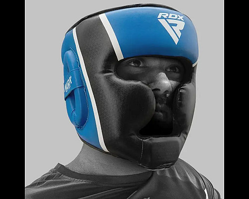 Шолом боксерський з капою RDX AURA PLUS T-17 розмір S, чорно-синій