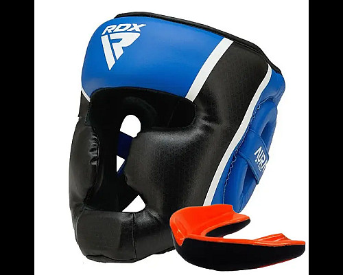 Шолом боксерський з капою RDX AURA PLUS T-17 розмір S, чорно-синій