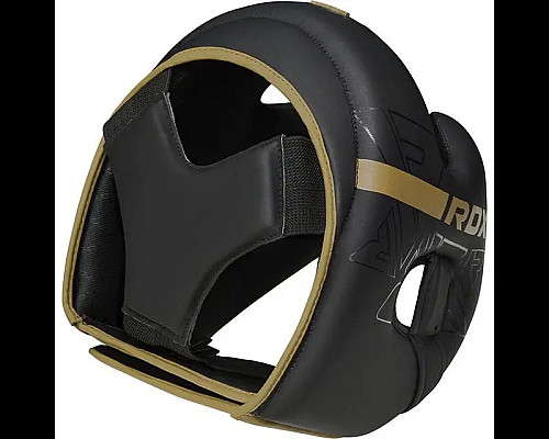 Шолом боксерський RDX F6 KARA Matte розмір S, чорно-золотистий
