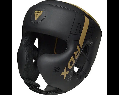 Шолом боксерський RDX F6 KARA Matte розмір S, чорно-золотистий