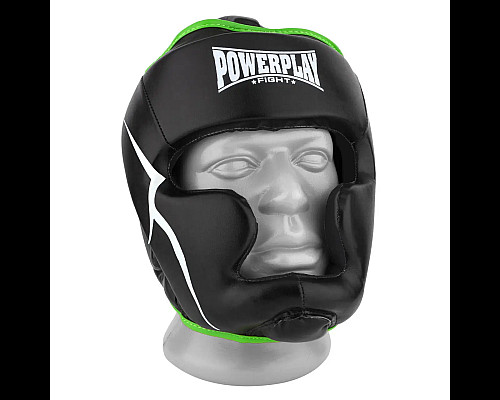 Шолом боксерський закритий PowerPlay 3100 PU розмір XS, чорно-зелений