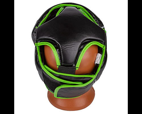 Шолом боксерський закритий PowerPlay 3100 PU розмір XS, чорно-зелений