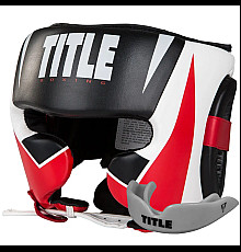 Шолом боксерський з капою TITLE MMA Command  розмір L, біло-червоний