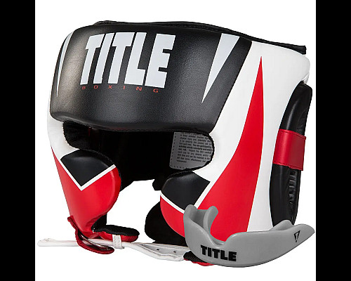 Шолом боксерський з капою TITLE MMA Command розмір M, біло-червоний