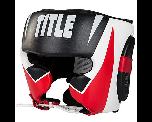 Шолом боксерський з капою TITLE MMA Command розмір M, біло-червоний