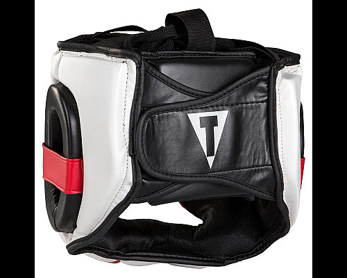 Шолом боксерський закритий з капоюTITLE MMA Command розмір L, біло-червоний