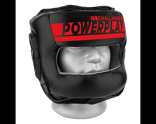 Шолом боксерський закритий PowerPlay 3067 Challanger розмір M, чорно-червоний