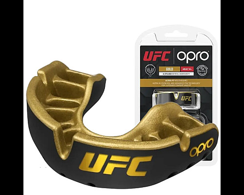 Капа боксерська дитяча OPRO Gold UFC до 10 років чорно-золотиста