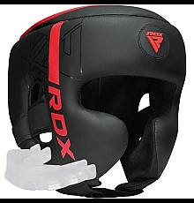 Шолом боксерський з капою RDX F6 KARA Matte розмір L, чорно-червоний