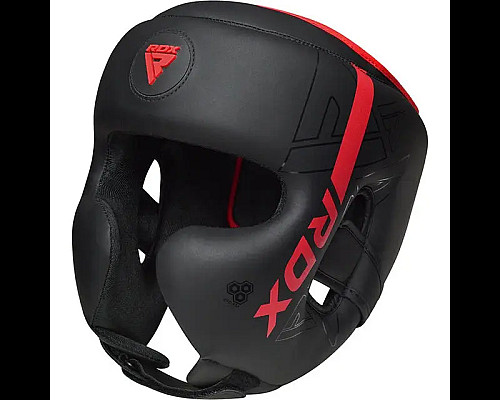Шолом боксерський з капою RDX F6 KARA Matte розмір L, чорно-червоний