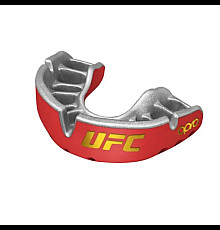 Капа боксерська доросла OPRO Gold UFC від 11 років червоно-срібляста