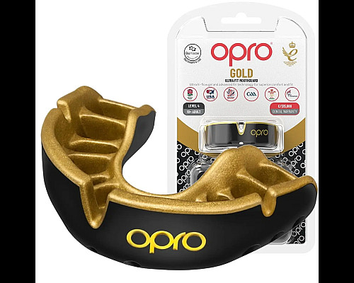 Капа боксерська дитяча OPRO Gold до 10 років чорно-золотиста