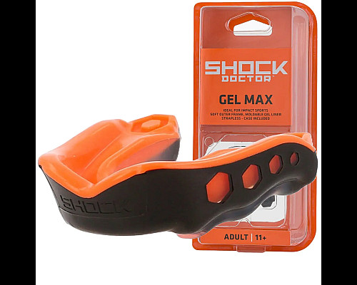 Капа боксерська доросла Shock Doctor Gel Max від 11 років чорно-оранжева