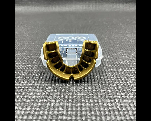 Капа боксерська доросла OPRO Gold Grillz від 11 років чорно-золотиста