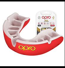 Капа боксерська доросла OPRO Gold від 11 років червоно-біла