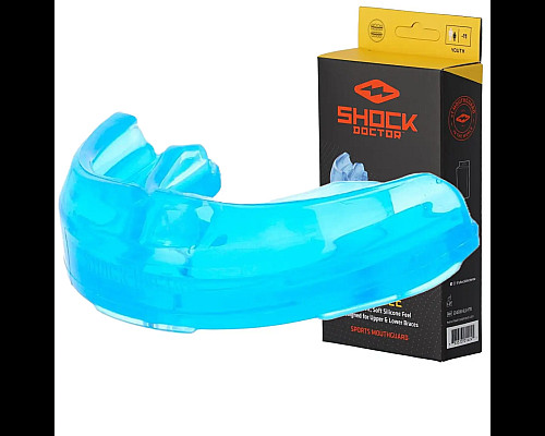 Капа боксерська під брекети Shock Doctor Single Braces до 11 років блакитна