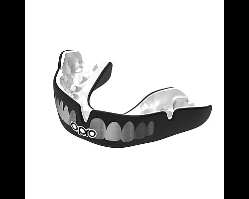 Капа боксерська доросла OPRO Instant TEETH від 11 років чорно-срібляста