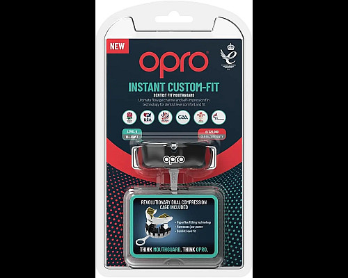 Капа боксерська доросла OPRO Instant від 11 років чорно-біла
