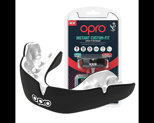 Капа боксерська доросла OPRO Instant від 11 років чорно-біла