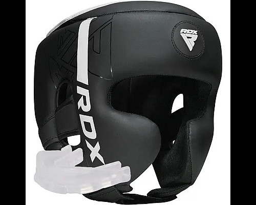 Шолом боксерський з капою RDX F6 KARA Matte розмір M, чорно-білий