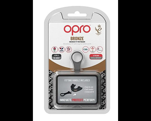 Капа боксерська доросла OPRO Bronze від 10 років чорна