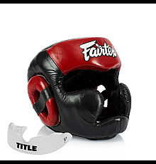 Шолом боксерський закритий Fairtex HG13 розмір L, чорно-червоний