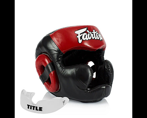 Шолом боксерський закритий Fairtex HG13 розмір L, чорно-червоний