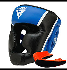 Шолом боксерський з капою RDX AURA PLUS T-17 розмір M, чорно-синій 